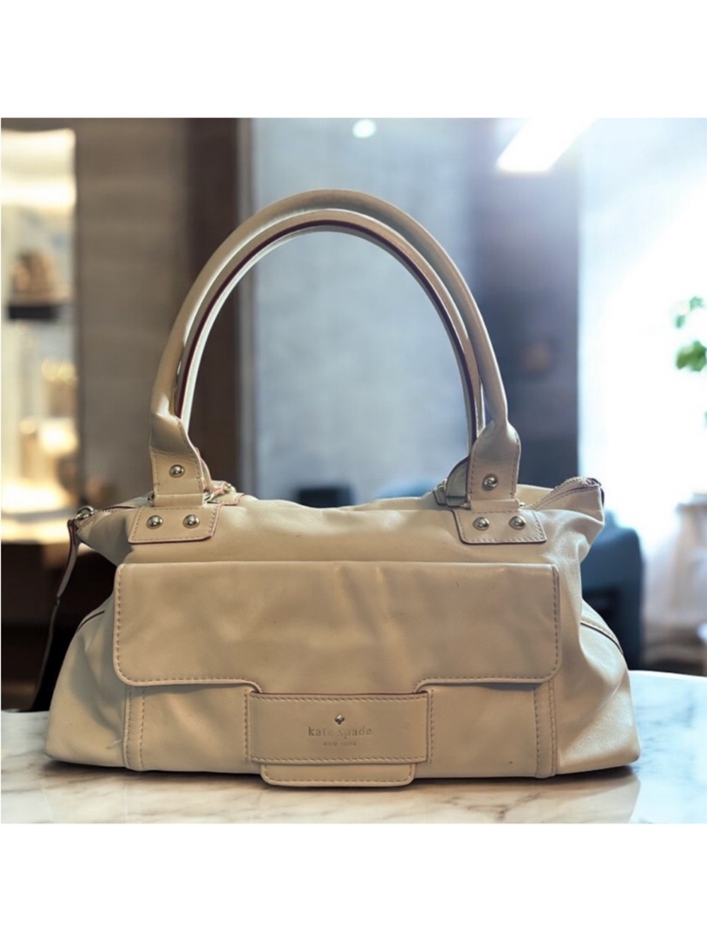 kate spade Cream Leather Shoulder Satchel NWT